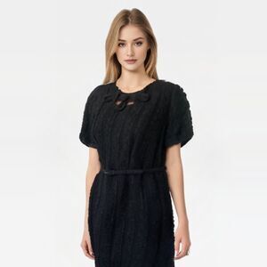 Vintage 60s Black Dress Church 34 Waist 37 Bust Short Sleeve